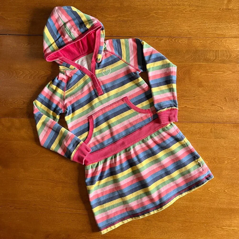 OshKosh rainbow stripe hooded dress 10